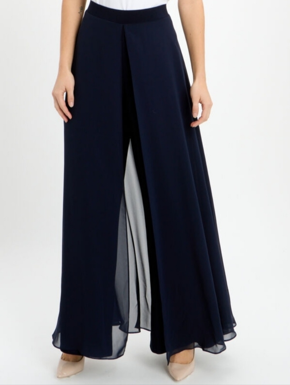 Elegant Black Women's Pants & Sheer Skirt